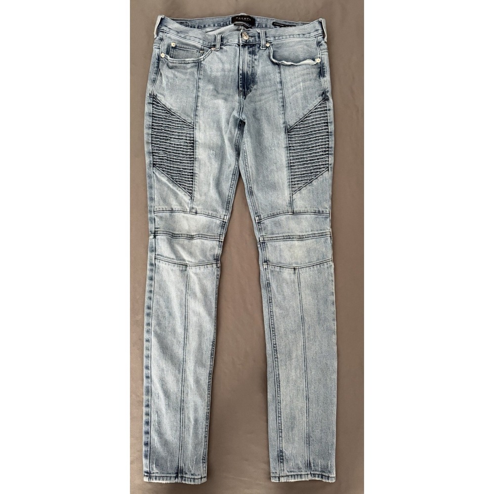 Pacsun Moto Stacked Skinny Jeans Mens Size 32X32 Reinforced Legs Medium Wash